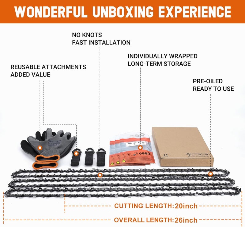 Savior 20 Inch Chainsaw Chain 3/8" Pitch .050" Gauge 72 Drive Links for Husqvarna 455 55 555 Rancher Chain Replace Stihl MS391 MS311 33RS-72 33RS3-72 3624 005 0072 20" Chainsaw Chain- E72 (3 Chains) - Image 4